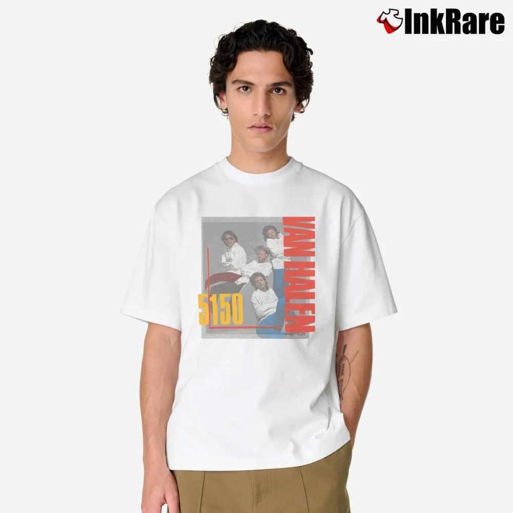 Men’s Van Halen 1986 5150 Sammy Hagar Eddie Van Halen Classic T-Shirt in white | Soft, Breathable Everyday Wear