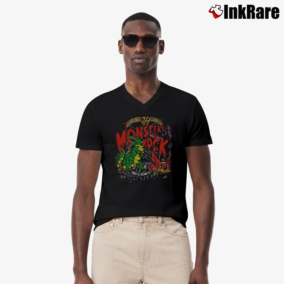 Men’s Van Halen 1988 Concert Tour V-Neck Tee in black | Sharp, Breathable, Everyday Staple