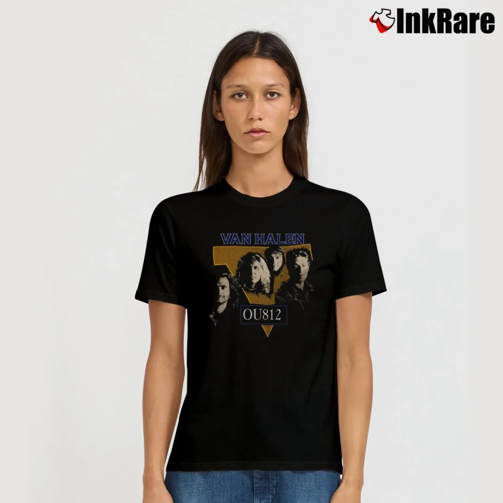 Women’s Van Halen 1988 OU812 Tour Rock Metal Signature T-Shirt in black | Soft, Flattering Fit