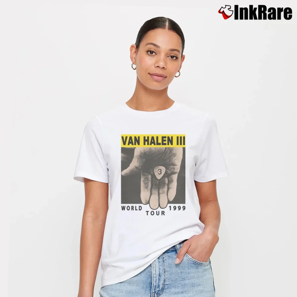 Women’s Van Halen 3 World Tour 1999 Radio Signed Signature T-Shirt in white | Soft, Flattering Fit