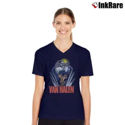 Women’s Van Halen 5150 1986 Tour V-Neck Tee in navy | Chic Neckline, Soft Texture