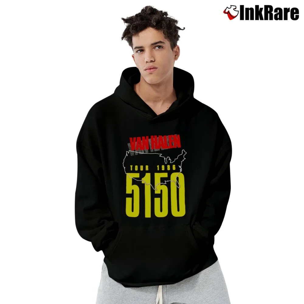 Men’s Van Halen 5150 Vintage Tour 1986 Pullover Hoodie in black | Cozy, Durable, Modern Fit