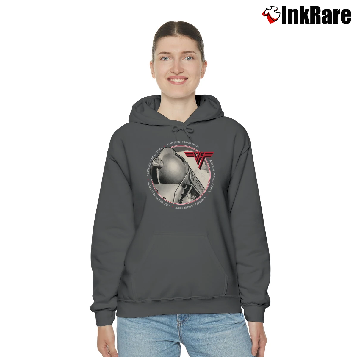 Women’s Van Halen A Different Kind Of Truth Album Cover Rock Band Cozy Hoodie in charcoal | Warm, Structured, Stylish