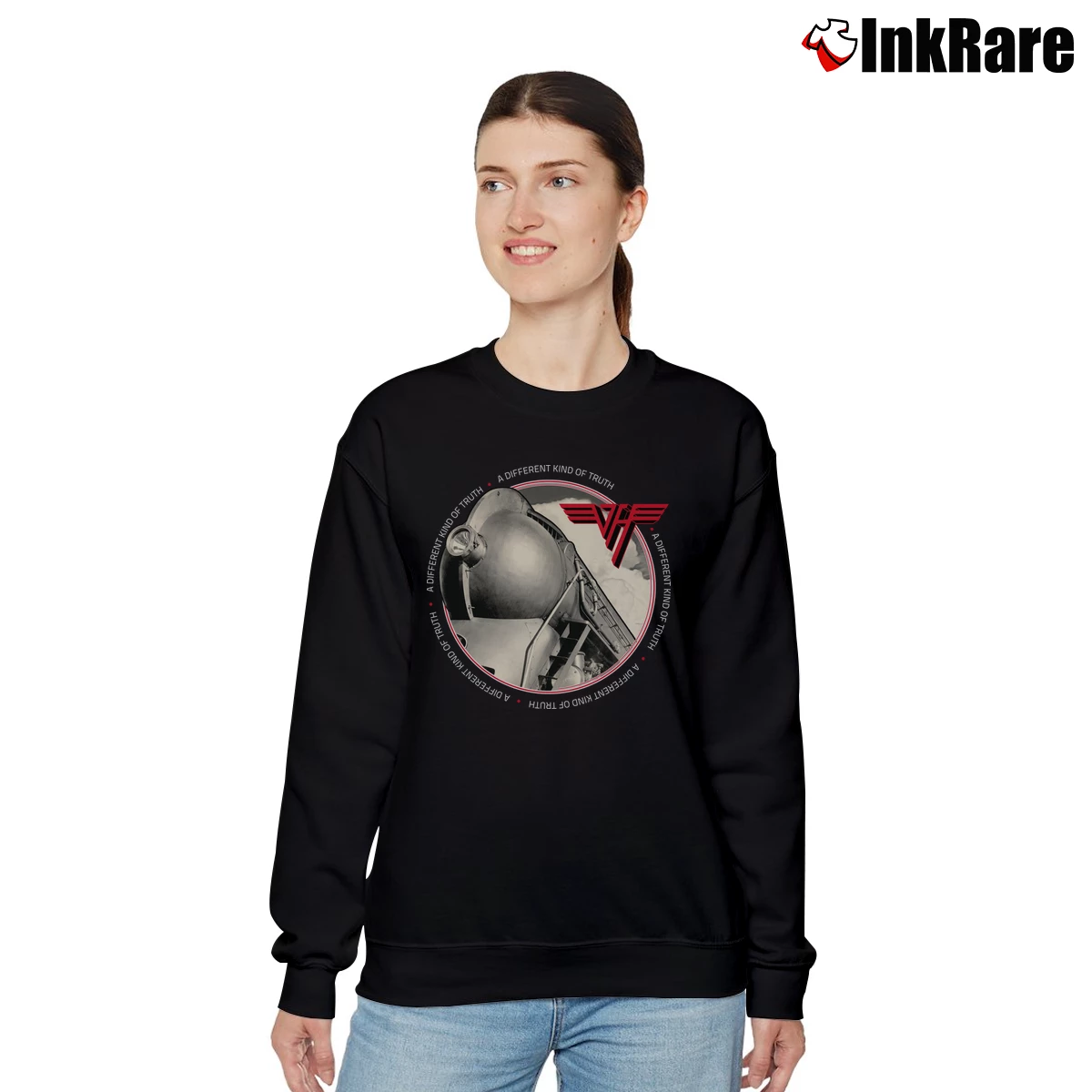 Women’s Van Halen A Different Kind Of Truth Album Cover Rock Band Relaxed Sweatshirt in black | Soft, Laid-Back Vibe