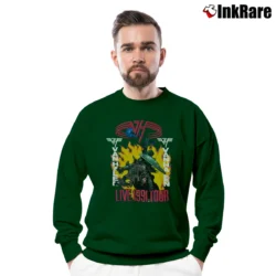 Men’s Van Halen Live 1991 Tour Super Vintage Rock Band Crewneck Sweatshirt in forest green | Cozy Fabric, Clean Style