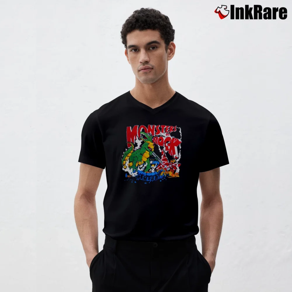 Men’s Van Halen Monsters Of Rock 1987 Tour V-Neck Tee in black | Sharp, Breathable, Everyday Staple