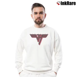 Men’s Van Halen Red Logo Crewneck Sweatshirt in white | Cozy Fabric, Clean Style