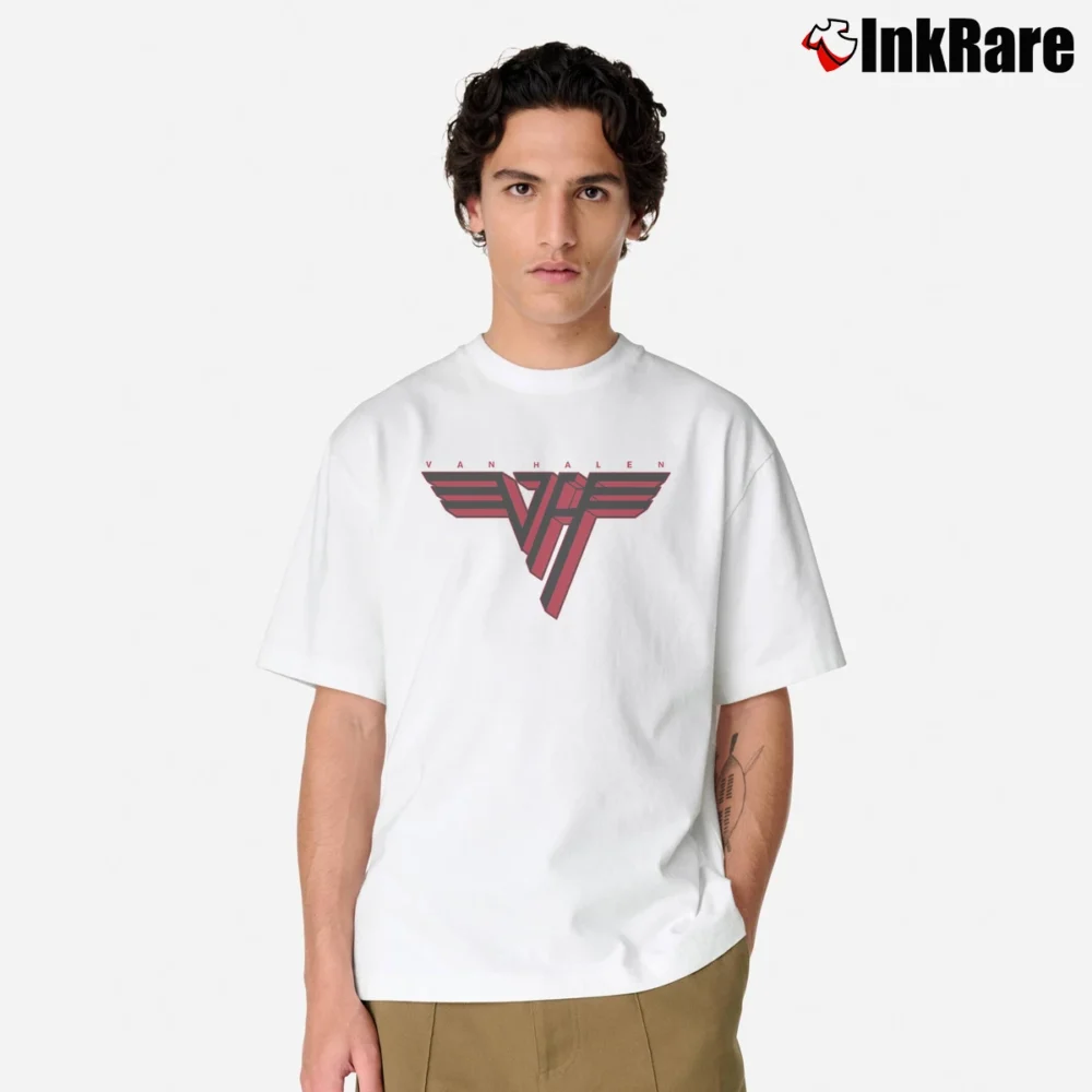 Men’s Van Halen Red Logo Classic T-Shirt in white | Soft, Breathable Everyday Wear