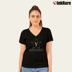 Women’s Vanderbilt Commodores Logo V-Neck Tee in black | Chic Neckline, Soft Texture