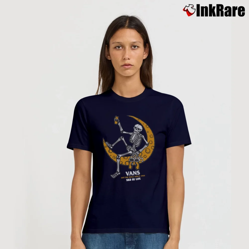 Women’s Vans Moonshine Skateboarding Graphic Signature T-Shirt in navy | Soft, Flattering Fit