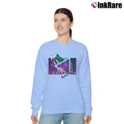Women’s Vaporwave Cat Despacito Meme Aesthetic Funny Graphic Relaxed Sweatshirt in light blue | Soft, Laid-Back Vibe