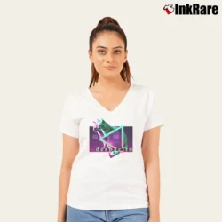 Women’s Vaporwave Cat Despacito Meme Aesthetic Funny Graphic V-Neck Tee in white | Chic Neckline, Soft Texture