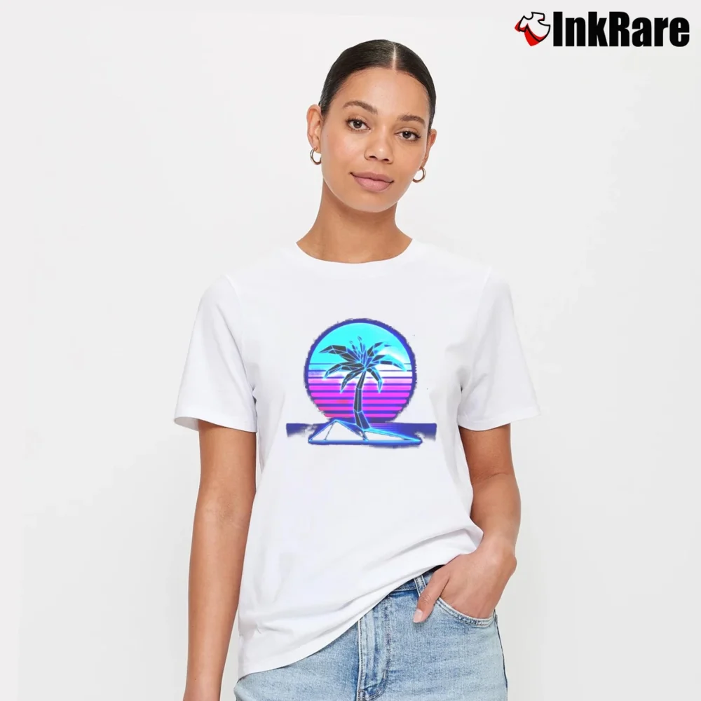 Women’s Vaporwave Summer Palm Tree Sunset Signature T-Shirt in white | Soft, Flattering Fit