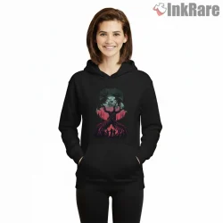 Vecna Is Watching You Dark Forest Horror Shirt on black hoodie for women graphic tee