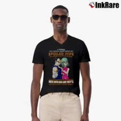 Men’s Vegeta And Bulma 3 Things You Should Know About My Wife Funny Dragon Ball V-Neck Tee in black | Sharp, Breathable, Everyday Staple