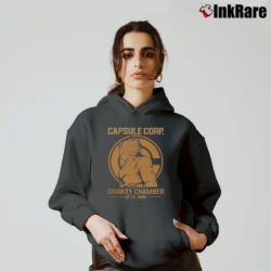Women’s Vegeta Capsule Corp Gravity Chamber Up To 300G Dragon Ball Z Cozy Hoodie in charcoal | Warm, Structured, Stylish