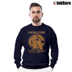 Men’s Vegeta Capsule Corp Gravity Chamber Up To 300G Dragon Ball Z Crewneck Sweatshirt in navy | Cozy Fabric, Clean Style