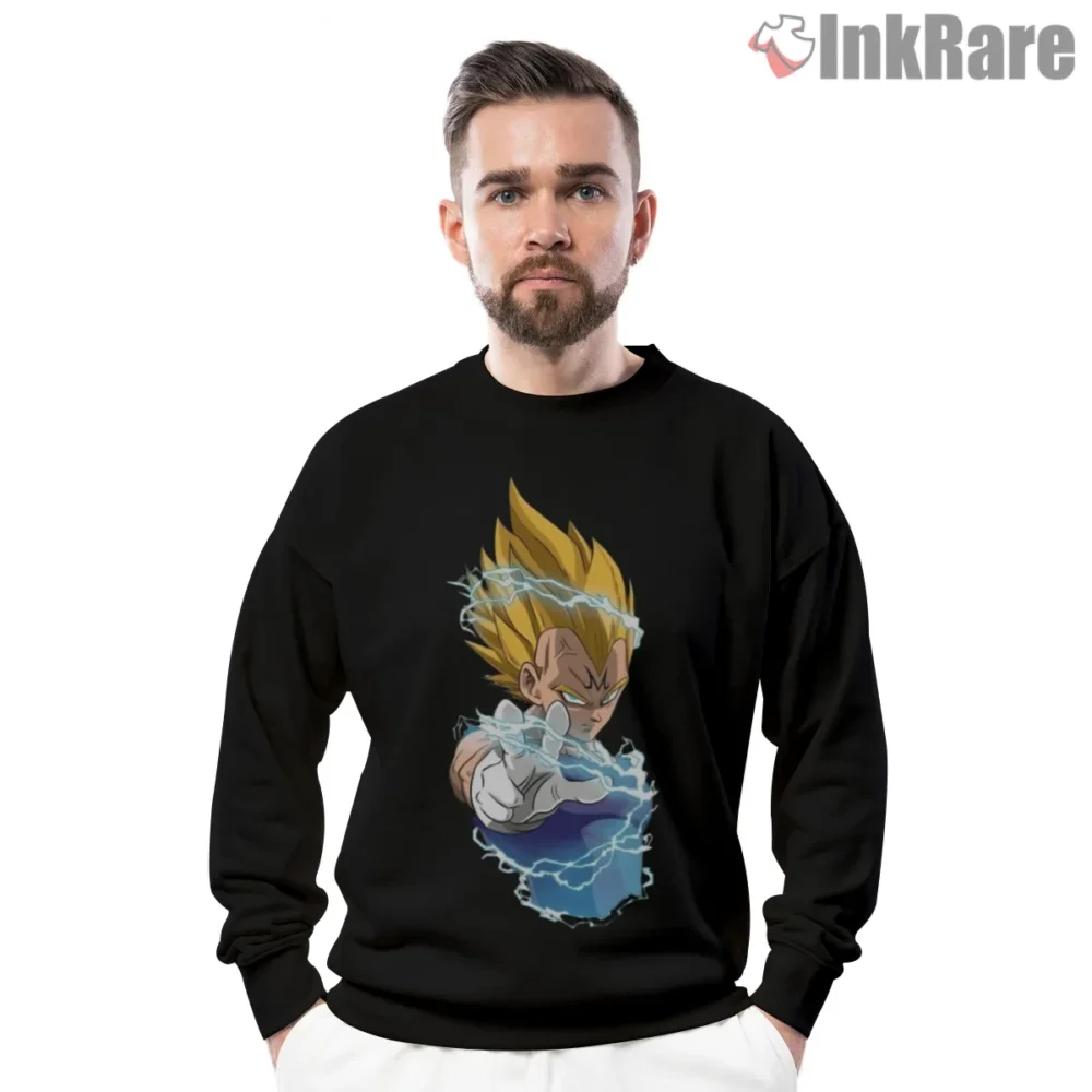 Vegeta Electric Blue Energy Fist Shirt on graphic shirt for men graphic tee
