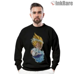 Vegeta Electric Blue Energy Fist Shirt on graphic shirt for men graphic tee
