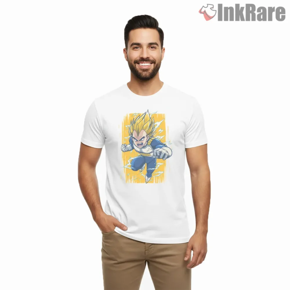 Vegeta Explosive Super Saiyan Rage Shirt on white short sleeve shirt for men graphic tee