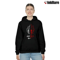 Women’s Vegeta Just Do It Trending Graphic Dragon Ball Z Cozy Hoodie in black | Warm, Structured, Stylish