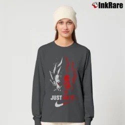 Women’s Vegeta Just Do It Trending Graphic Dragon Ball Z Long-Sleeve Top in charcoal | Sleek, Versatile, All-Season
