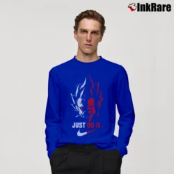 Men’s Vegeta Just Do It Trending Graphic Dragon Ball Z Long-Sleeve Shirt in royal blue | Sleek, Lightweight, Year-Round Wear