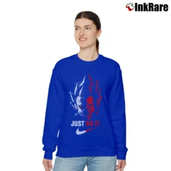 Women’s Vegeta Just Do It Trending Graphic Dragon Ball Z Relaxed Sweatshirt in royal blue | Soft, Laid-Back Vibe