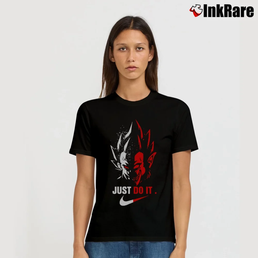 Women’s Vegeta Just Do It Trending Graphic Dragon Ball Z Signature T-Shirt in black | Soft, Flattering Fit