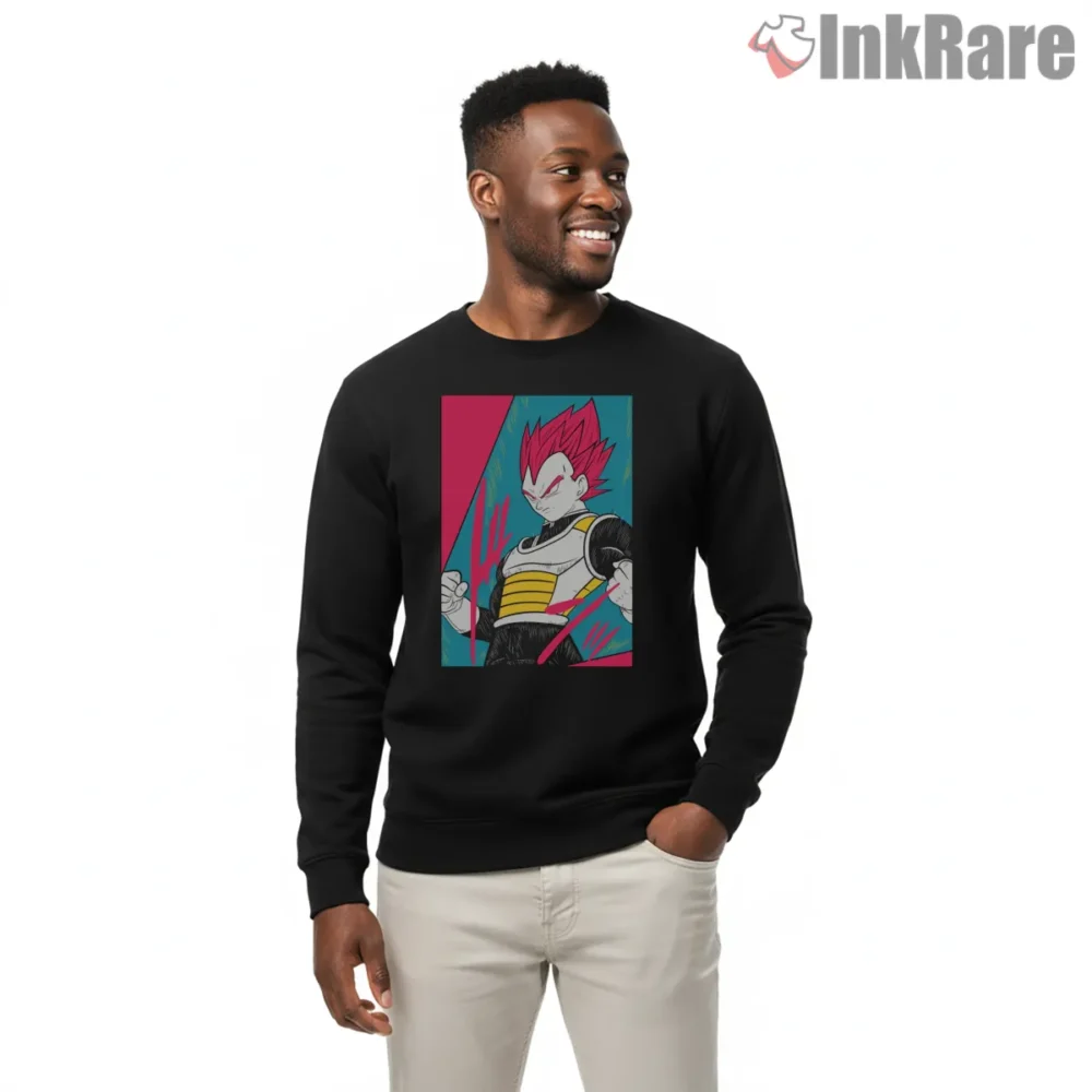 Vegeta Saiyan Armor Neon Frame Shirt on graphic shirt for men graphic tee
