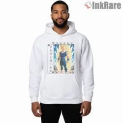 Vegeta Super Saiyan Two Lightning Charge Shirt on white hoodie for men graphic tee