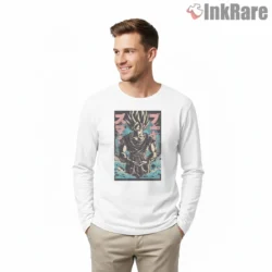 Vegito Calm Fusion Saiyan Power Shirt on white long sleeve shirt for men graphic tee