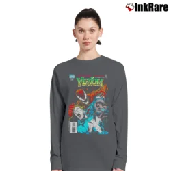 Women’s Venom Carnage Unleashed Hybrid Marvel Graphic Long-Sleeve Top in charcoal | Sleek, Versatile, All-Season
