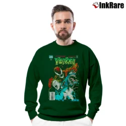 Men’s Venom Carnage Unleashed Hybrid Marvel Graphic Crewneck Sweatshirt in forest green | Cozy Fabric, Clean Style