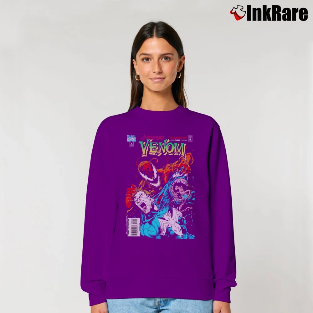 Women’s Venom Carnage Unleashed Hybrid Marvel Graphic Relaxed Sweatshirt in purple | Soft, Laid-Back Vibe