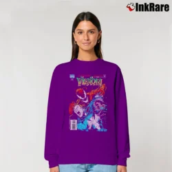 Women’s Venom Carnage Unleashed Hybrid Marvel Graphic Relaxed Sweatshirt in purple | Soft, Laid-Back Vibe