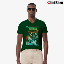 Men’s Venom Carnage Unleashed Hybrid Marvel Graphic V-Neck Tee in forest green | Sharp, Breathable, Everyday Staple