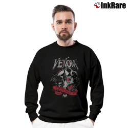 Men’s Venom Eddie Brock Marvel Comics Art Crewneck Sweatshirt in black | Cozy Fabric, Clean Style