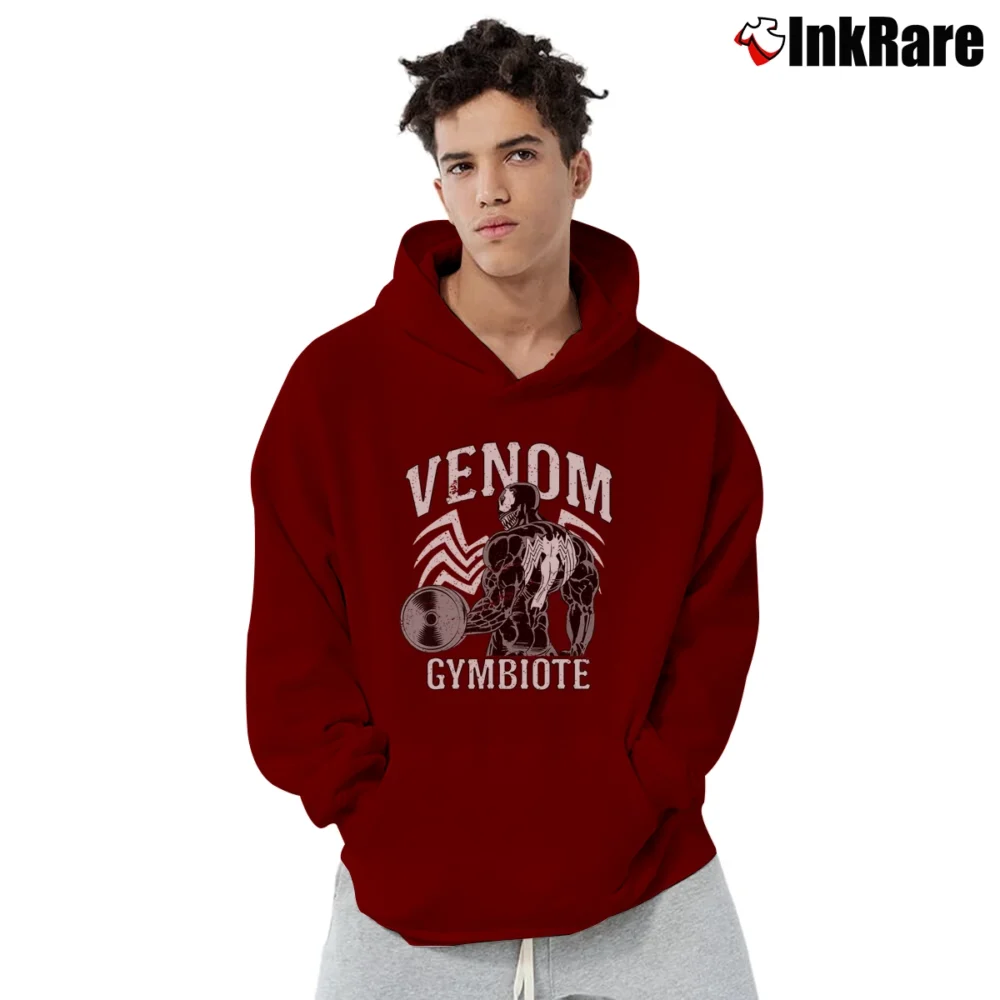 Men’s Venom Gymbiote Workout Marvel Athletic Pullover Hoodie in maroon | Cozy, Durable, Modern Fit