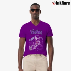 Men’s Venom Marvel Graphic V-Neck Tee in purple | Sharp, Breathable, Everyday Staple