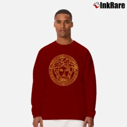 Men’s Versace Medusa Gold Print Black Long-Sleeve Shirt in maroon | Sleek, Lightweight, Year-Round Wear