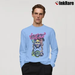 Men’s Versace Medusa Graffiti Print Long-Sleeve Shirt in light blue | Sleek, Lightweight, Year-Round Wear