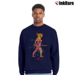 Men’s Vikings Wildfire Lagertha Character Crewneck Sweatshirt in navy | Cozy Fabric, Clean Style
