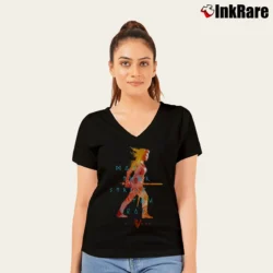 Women’s Vikings Wildfire Lagertha Character V-Neck Tee in black | Chic Neckline, Soft Texture