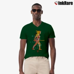 Men’s Vikings Wildfire Lagertha Character V-Neck Tee in forest green | Sharp, Breathable, Everyday Staple