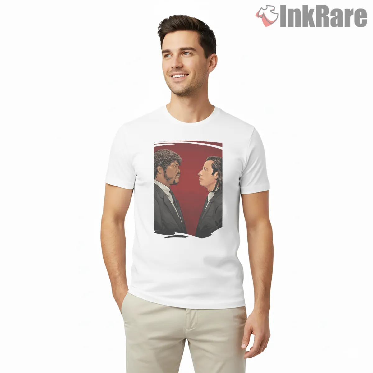 Vince And Jules Red Standoff Short Sleeve White Vince And Jules Red Standoff Shirt on white short sleeve shirt for men graphic tee