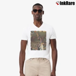 Men’s Vince Carter Dunk for NBA Fans and Basketball Lovers V-Neck Tee in white | Sharp, Breathable, Everyday Staple