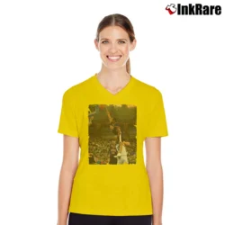 Women’s Vince Carter Dunk for NBA Fans and Basketball Lovers V-Neck Tee in yellow | Chic Neckline, Soft Texture