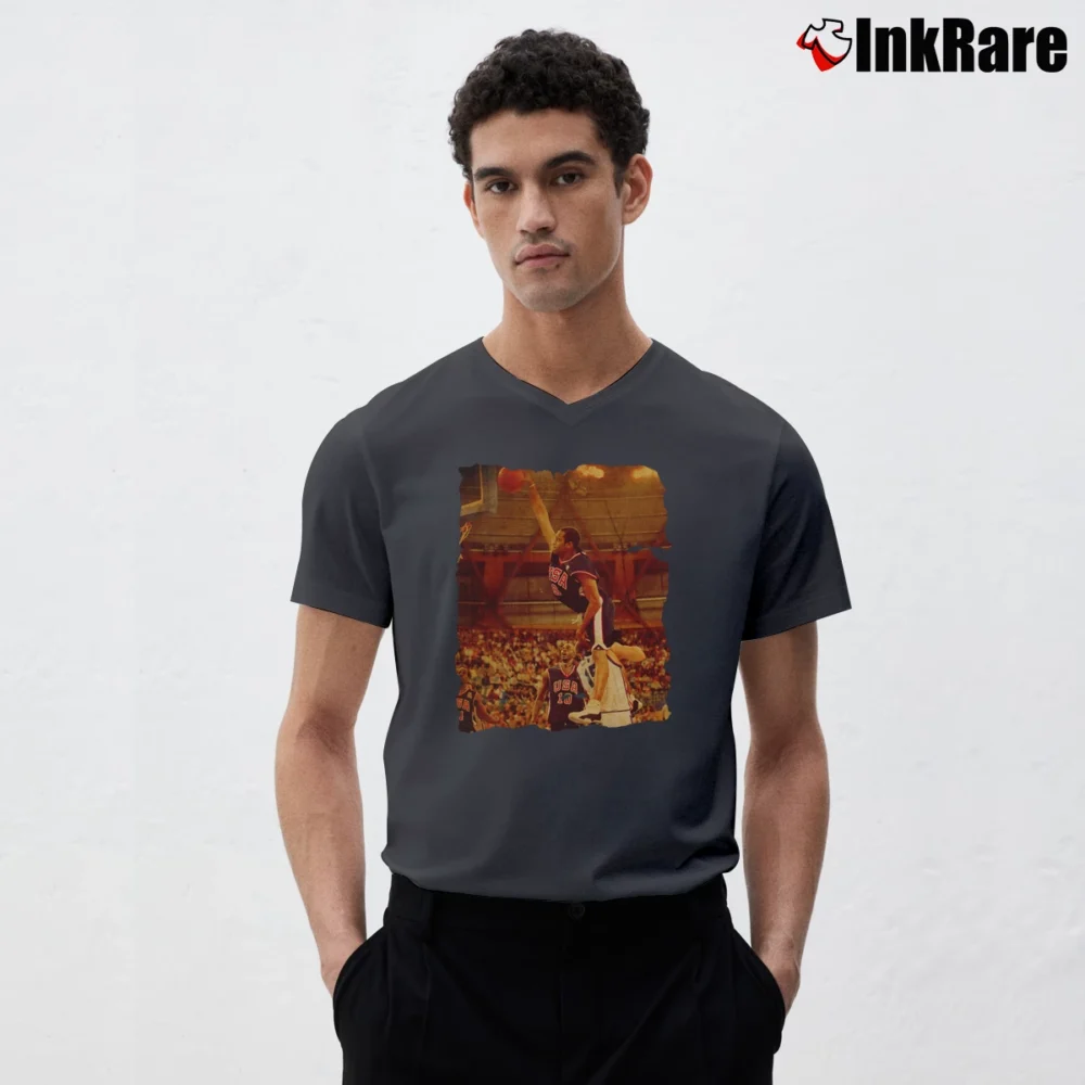 Men’s Vince Carter US Olympic Basketball V-Neck Tee in charcoal | Sharp, Breathable, Everyday Staple