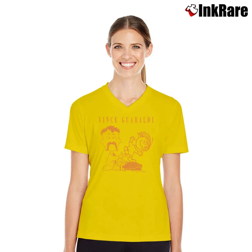 Women’s Vince Guaraldi Linus And Lucy V-Neck Tee in yellow | Chic Neckline, Soft Texture